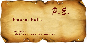 Pascus Edit névjegykártya